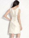 Sheath/Column Scoop Neck Ivory Taffeta with Bow Short/Mini Wedding Dress #00018852