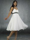 A-line Halter Chiffon Knee-length Ruffles Wedding Dresses #00018875