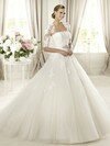 Ball Gown Strapless Tulle Court Train Lace Wedding Dresses