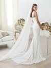 White Different Trumpet/Mermaid Chiffon Ruffles One Shoulder Wedding Dress #00020243