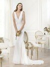 Trumpet/Mermaid V-neck Chiffon Court Train Lace Wedding Dresses #00020244