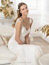 Unique V-neck White Tulle Appliques Lace Trumpet/Mermaid Wedding Dress #00020245