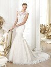 Latest Trumpet/Mermaid Scoop Neck Lace Appliques Lace Ivory Wedding Dresses #00020246