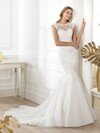 Trumpet/Mermaid Bateau Tulle Court Train Lace Wedding Dresses #00020251