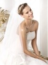 Strapless White Satin Chapel Train Appliques Lace Beautiful Wedding Dress #00020257