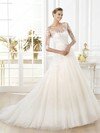 Princess Off-the-shoulder Tulle Court Train Lace Wedding Dresses #00020260