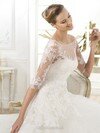 Princess White Tulle Court Train Appliques Lace 1/2 Sleeve Wedding Dress #00020260