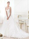 Princess Straps Tulle Lace Court Train Appliques Wedding Dresses #00020262