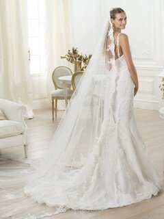 Trumpet/Mermaid Sweetheart Lace Beading Spaghetti Straps Wedding Dresses #00020278