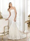 Strapless White Lace with Beading Expensive Trumpet/Mermaid Wedding Dress #00020279