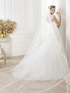 Scoop Neck White Appliques Lace Tulle Cap Straps Court Train Wedding Dresses #00020282