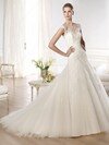Trumpet/Mermaid Ivory Tulle Court Train Appliques Lace Top Wedding Dresses #00020286