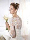 Unique Trumpet/Mermaid Scoop Neck Tulle Appliques Lace 3/4 Sleeve Wedding Dress #00020294