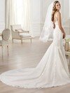 Exclusive Trumpet/Mermaid Tulle Chapel Train Appliques Lace White Wedding Dresses #00020307