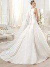 Exclusive Ball Gown Satin Buttons Scoop Neck White Wedding Dresses #00020319