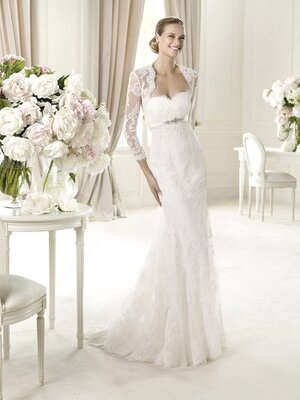 Trumpet/Mermaid Sweetheart Lace Sweep Train Sashes / Ribbons Wedding Dresses