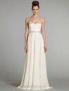 Sweep Train V-neck White Chiffon Beading Open Back Wedding Dress #00016073