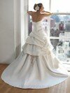 Sweetheart Ivory Satin Sweep Train Appliques Lace Elegant Wedding Dresses #00016083