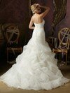 One Shoulder Ivory Organza Lace-up Sweep Train Appliques Lace Wedding Dresses #00016092