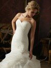 One Shoulder Ivory Organza Lace-up Sweep Train Appliques Lace Wedding Dresses #00016092