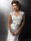 Cap Straps Sheath/Column Lace Sashes / Ribbons V-neck White Wedding Dress #00016122