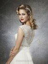 Ivory Tulle Tea-length Beading Cap Straps V-neck Wedding Dresses #00016137