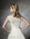 Ivory Tulle Tea-length Beading Cap Straps V-neck Wedding Dresses #00016137