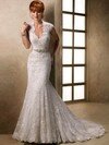 Trumpet/Mermaid Open Back Lace Sashes / Ribbons Cap Straps V-neck Wedding Dresses #00016143