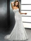 Sweetheart White Perfect Lace with Sashes / Ribbons Sheath/Column Wedding Dresses #00016153