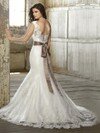 Modest Trumpet/Mermaid White Lace Sashes / Ribbons V-neck Wedding Dress #00016163