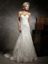 Hot Trumpet/Mermaid Ivory Lace with Buttons High Neck Wedding Dresses #00016168