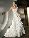 Trumpet/Mermaid Strapless Organza Court Train Ivory Flowers Wedding Dresses #00016182