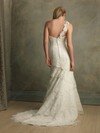 Sweet Sheath/Column One Shoulder Tiered Ivory Lace Wedding Dresses #00016190