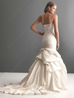 Ivory Trumpet/Mermaid Taffeta Pick-Ups Lace-up Sweep Train Wedding Dress #00016213