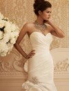 Trumpet/Mermaid Sweetheart Satin Sweep Train Ruffles White Wedding Dresses #00016232