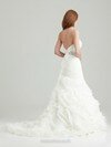 Pretty Trumpet/Mermaid Organza Chapel Train Sashes / Ribbons White Wedding Dress #00016416