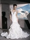 Trumpet/Mermaid One Shoulder Taffeta Court Train Ivory Pick-Ups Wedding Dresses #00016430