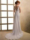 Trumpet/Mermaid V-neck Chiffon Chapel Train White Lace Wedding Dresses #00016510