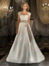 A-line Sweetheart Satin Sweep Train Ivory Beading Wedding Dresses #00016511