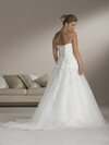 Sweetheart Lace-up Tulle with Appliques Lace Sweep Train White Wedding Dresses #00016528