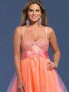 A-line Spaghetti Straps Tulle Short/Mini Sleeveless Crystal Detailing Prom Dresses #02013216