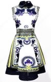 White Lapel Sleeveless Back Zipper Floral Dress #100000513122503132
