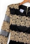 Black Contrast Mesh Yoke Roses Lace Embroidery Dress #100000213122803291