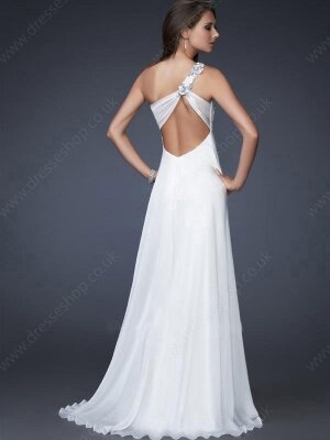 A-line One Shoulder Chiffon Floor-length Appliques Prom Dresses #02013260