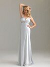 Sheath/Column Elastic Woven Satin Watteau Train Famous Gold Backless Prom Dresses #02013261