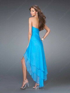 A-line Notched Chiffon Asymmetrical Tiered Prom Dresses #02013262