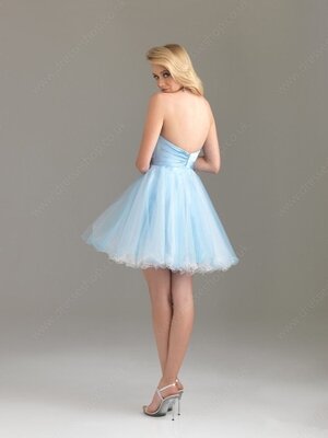 A-line Sweetheart Tulle Short/Mini Sleeveless Crystal Detailing Prom Dresses #02013281
