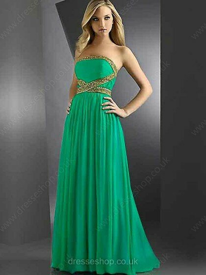 A-line Strapless Chiffon Floor-length Sleeveless Sequins Prom Dresses #02013291