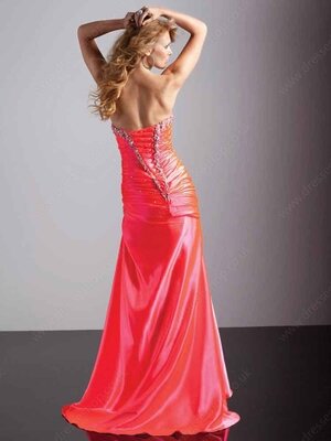 Princess Sweetheart Elastic Woven Satin Ankle-length Sleeveless Beading Prom Dresses#02011680