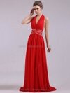 A-line Halter Chiffon Sweep Train Beading Evening Dresses